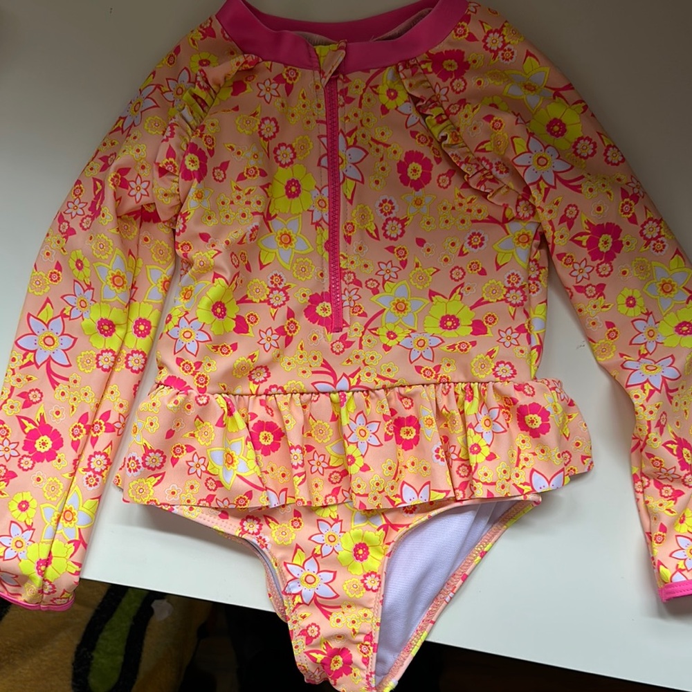 Floral Long Sleeve Kids Swimwear